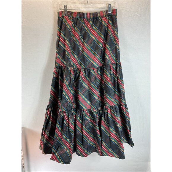 NEW J.Crew Tiered Maxi Red Black Stewart Tartan Taffeta Skirt size M holiday